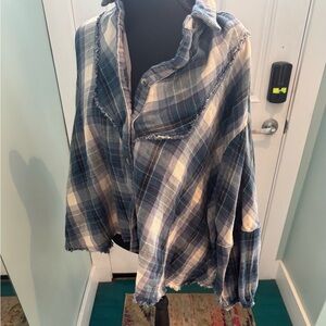 We The Free Blue and Cream Plaid Shirt